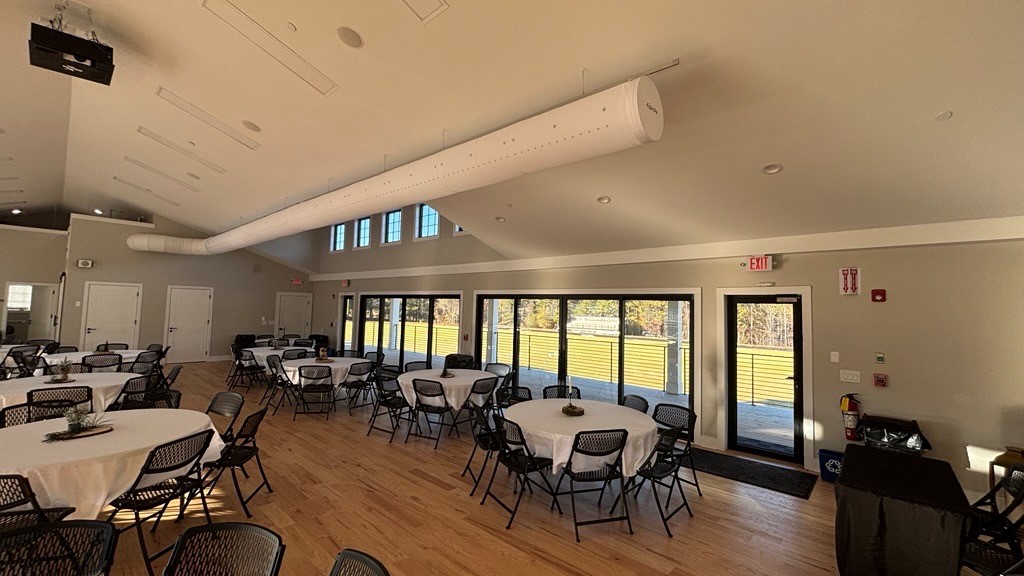 White fabric ducting replaces metal ductwork in elegant event space