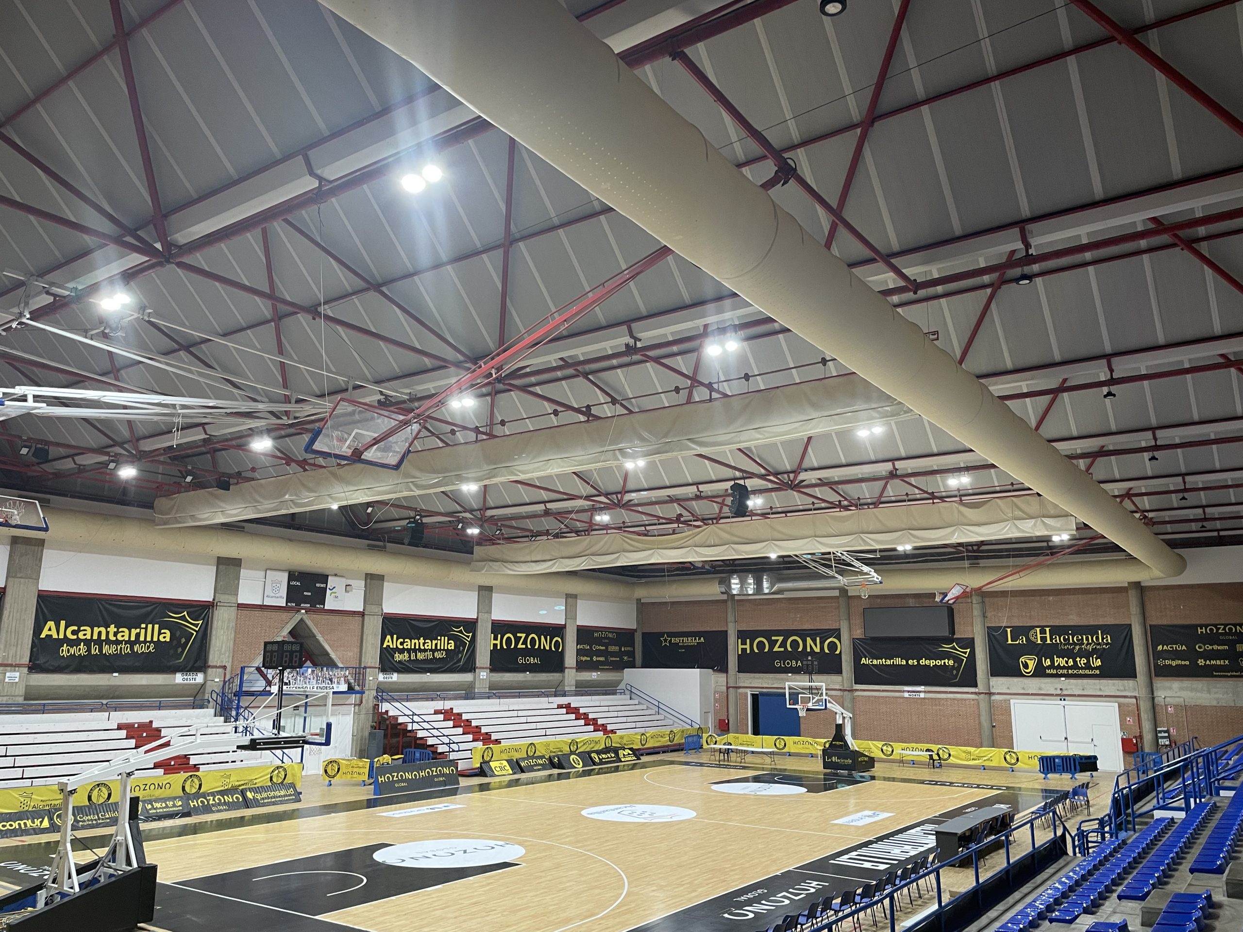 Fabric ducts provide a comfortable environment for athletes and spectators at the Fausto Vicent Sports Center in Alcantarilla, Spain