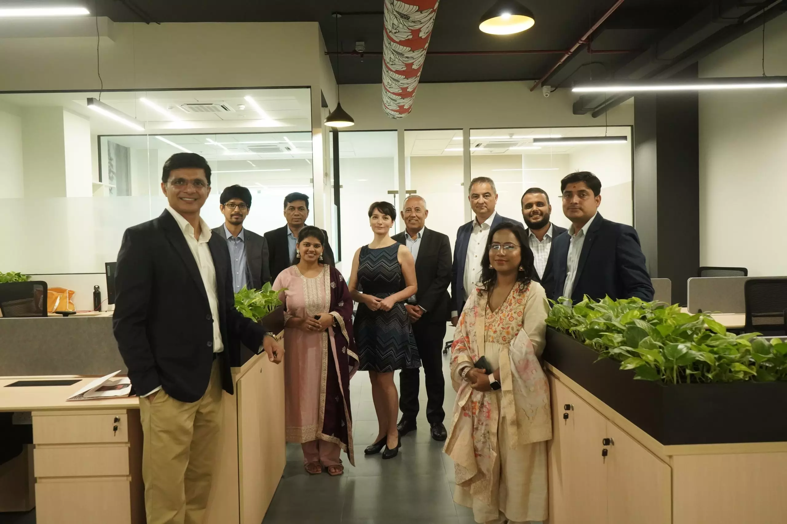 Fabric ducts with a floral pattern provide high quality indoor air for FabricAir’s newest office in India