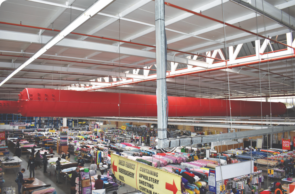 FabricAir's fabric ducting HVAC system installed i Chamdor in South Africa (ZA)